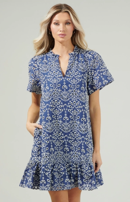 Viridiana Floral Eyelet Mini Dress