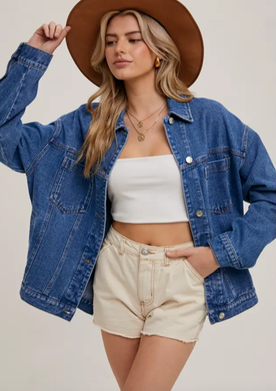 Denim Button Down Oversized Jacket