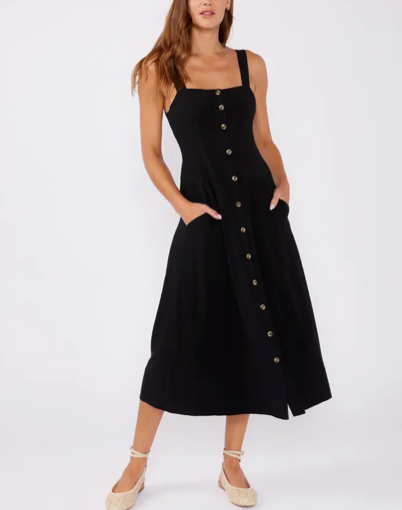 Square Neck Corset Midi Dress